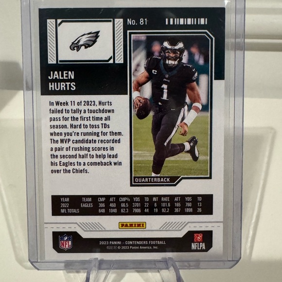 2023 Jalen Hurts Panini Contenders Game Ticket Red Card - Picture 2 of 2